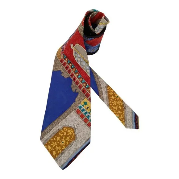 LEONARD PARIS Multicolor Parrot Print Silk Tie 58-3.75 EX COND